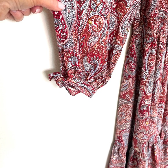 TALBOTS paisley dress red blue M - Picture 2 of 3